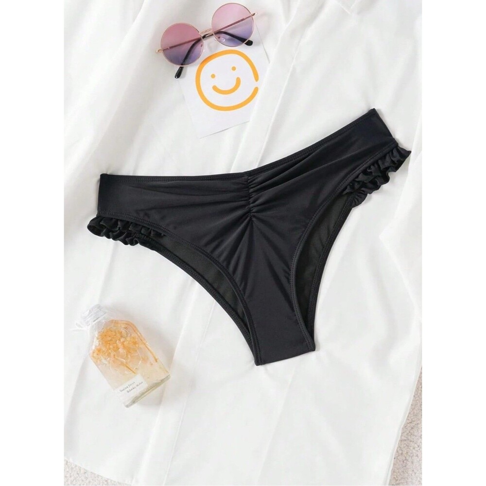 Leoparts Women's Ruched Bikini Bottom Sexy Ruffle High Cut Swim